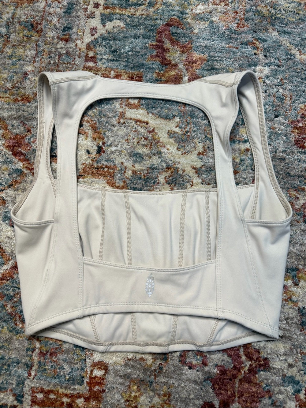 Free people cream/tan Athletic Crop Tank with Open Back